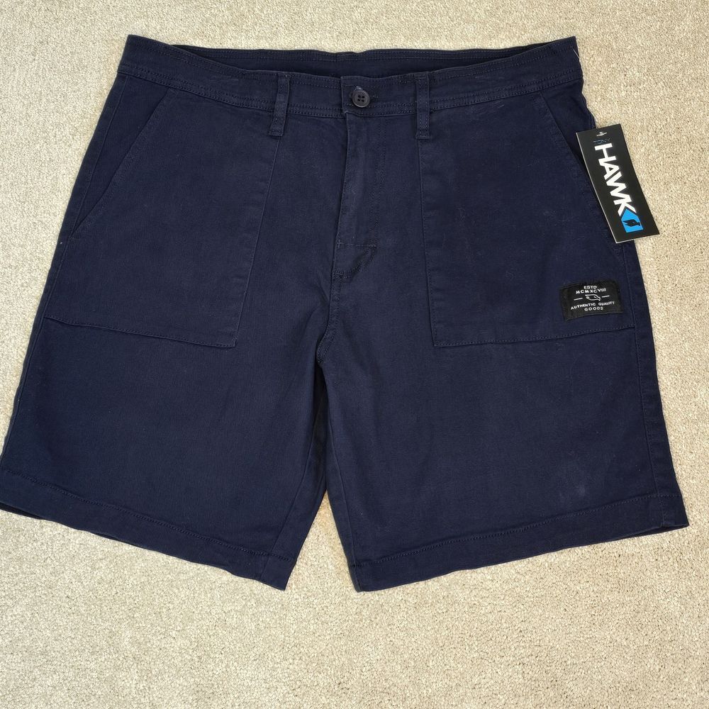 Tony Hawk Mens Navy Stretch Twill Fixed Waistband Shorts HMS3381 Size 34 NWT